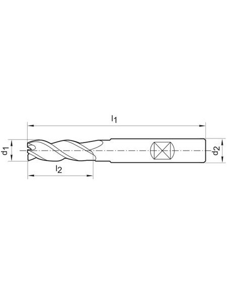 Fresa frontal larga DIN6527 MDI TiALN Z3 45grados 16mm