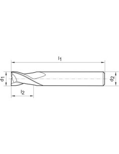 Fresa frontal corta DIN6527 VHM Z2 vástago HA18mm 2