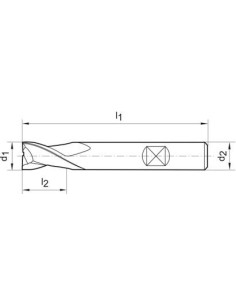 Fresa frontal corta MDI DIN6527 MDI TiALN Z2 vástago HB 3mm GÜHRING 2