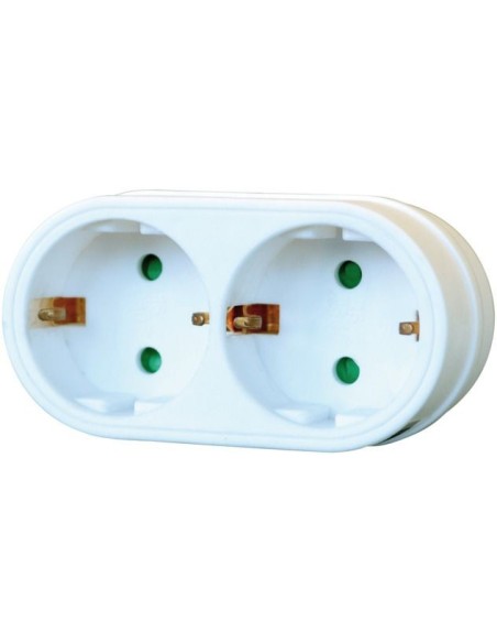 Enchufe adaptador de 2 tomas con conector de tierra