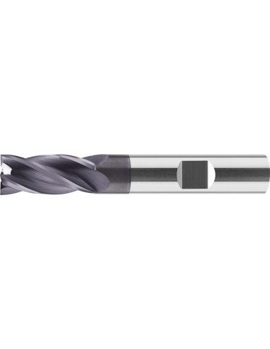 Fresa frontal VHM larga DIN6527 TiAlN Z4 vástago HB 12mm