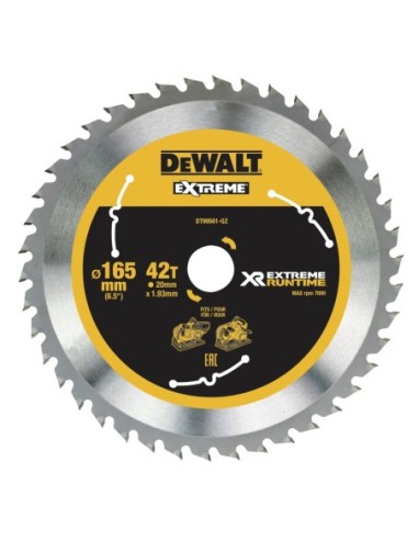 DT99561-QZ - Hojas para Sierra Circular portátil XR EXTREME RUNTIME 165mm x 20mm 42D