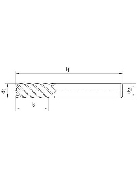 Fresa frontal, larga MDI AlTiN  Z6 45grados vástago HB 6,0mm FORTIS