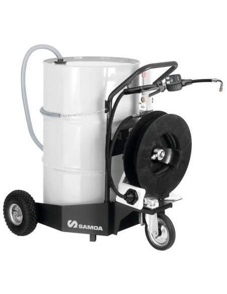 PAQUETE MÓVIL DE BOMBA NEUMÁTICA PUMPMASTER 2 - 3:1 PARA ACEITE, BIDÓN 205 L CON CARRO 432814 Y ENROLLADOR RM-12S