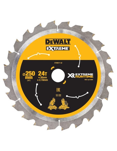 DT99571-QZ - Hojas para Sierra Circular Estacionaria XR EXTREME RUNTIME 250mm x 30mm 24D