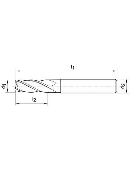 Fresa frontal, larga MDI AlTiN  Z4 30grados vástago HB 2,0mm FORTIS