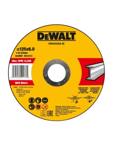 DW4543AIA-AE - Disco de desbaste cóncavo para metal 125 x 6 x 22.23 mm