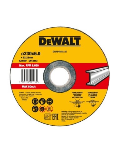 DW4549AIA-AE - Disco de desbaste cóncavo para metal 230 x 6 x 22.23 mm