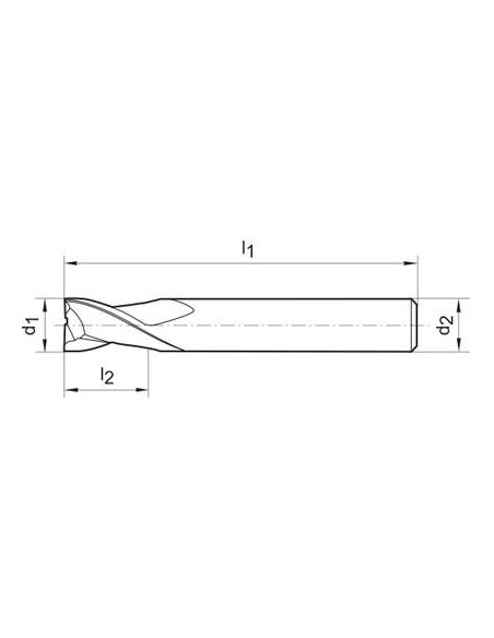 Fresa frontal corta DIN6527 VHM Z2 vástago HA12mm