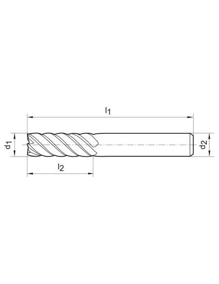 Fresa frontal extralarga MDI AlTiN  Z6 45grados 8mm FORTIS