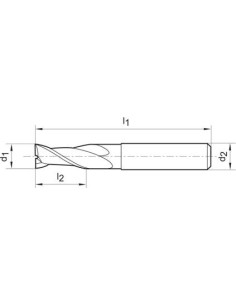 Fresa frontal SL DIN6527 MDI FIRE Z2 vástago HB 7mm GÜHRING 2