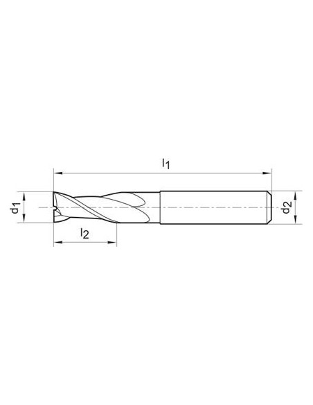 Fresa frontal SL DIN6527 MDI FIRE Z2 vástago HB 7mm GÜHRING