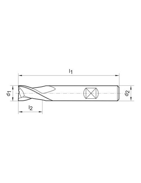 Fresa frontal corta MDI DIN6527 MDI TiALN Z2 vástago HB 12mm GÜHRING