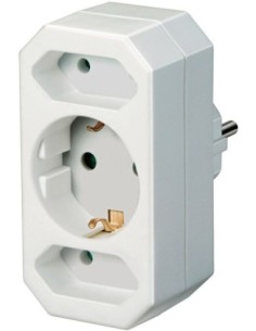 Enchufe adaptador con 2 + 1 tomas de corriente