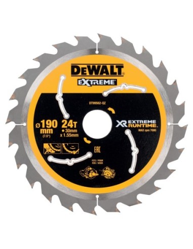 DT99562-QZ - Hojas para Sierra Circular portátil XR EXTREME RUNTIME 190mm x 30mm 24D