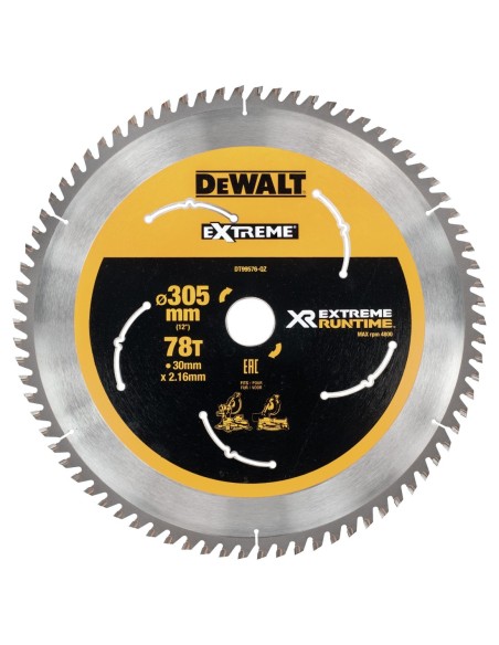 DT99576-QZ - Hojas para Sierra Circular Estacionaria XR EXTREME RUNTIME 305mm x 30mm 78D