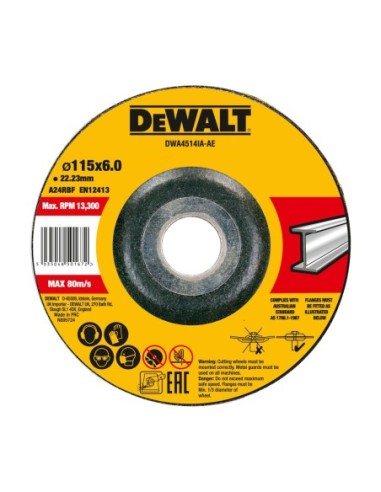 DWA4514IA-AE - Disco de desbaste cóncavo para metal 115 x 6 x 22.23 mm