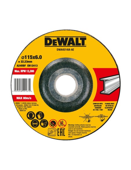 DWA4514IA-AE - Disco de desbaste cóncavo para metal 115 x 6 x 22.23 mm