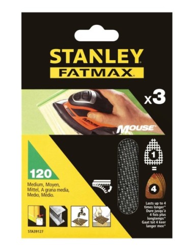 3 hojas de lija de malla para Mouse, con velcro. Grano 120