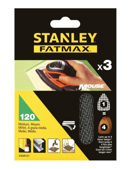 3 hojas de lija de malla para Mouse, con velcro. Grano 120