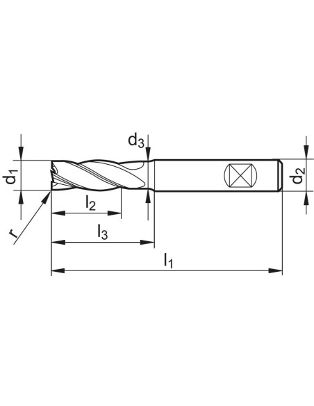 Fresa alto rendim. MDI TiALN vástago HB Z4 12/R2mm FORMAT GT