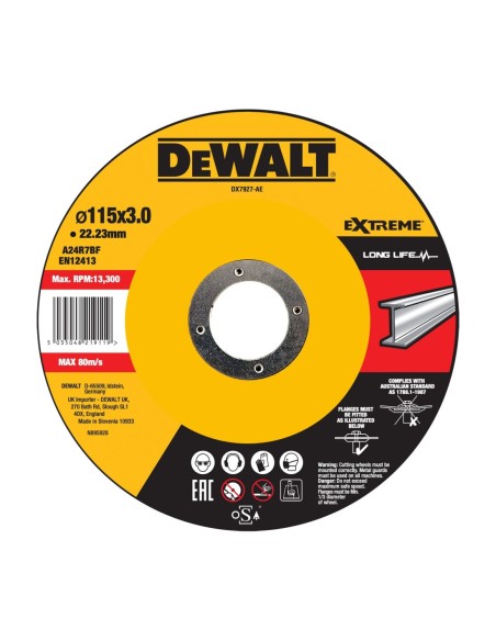 DX7927-AE - Disco de corte concavo para metal 115 x 3 x 22.23mm