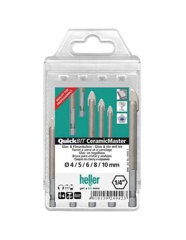 Juego brocas vidrio CeramicMaster 5 pzas heller