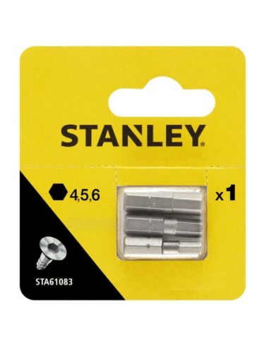 3 puntas Hexagonales 25 x 4, 5 y 6mm