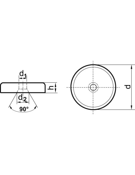 Imán plano NdFeB con orificio 25x7mm