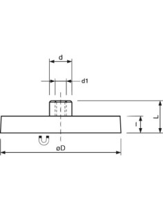 Imán plano 22mm con casquillo M4/de goma 2