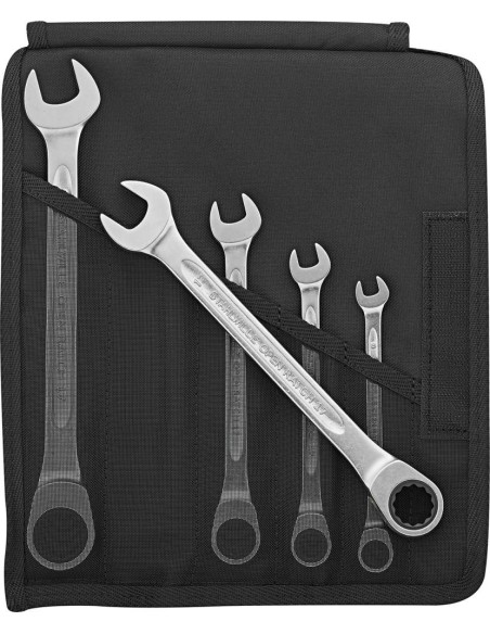 Juego de llaves carraca recto 8-19mm 5 pzas en bolsa enroll. Stahlwille
