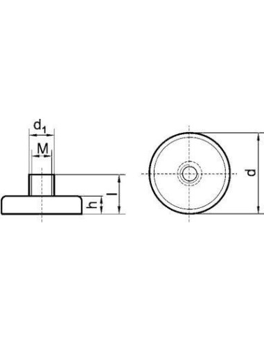 Imán plano NdFeB con rosca 10x4,5/ 11,5mm