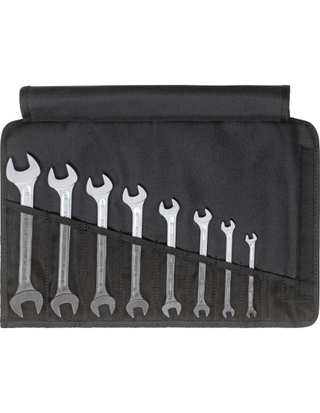 Juego de llaves fijas doble DIN 3110 6-22mm 8 piezas en bolsa enrollable Stahlwille