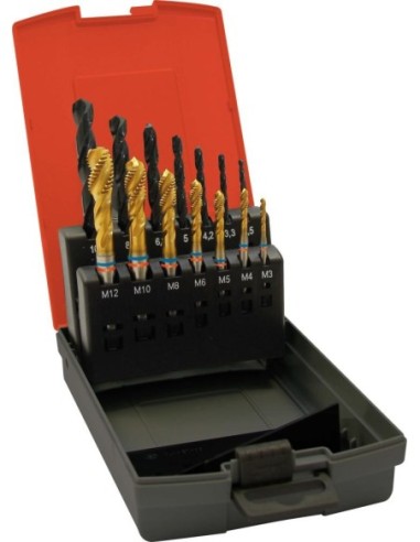 Machos roscar a máquina, juego FAT Tandem DIN376 TiN forma B M3-M12 broca agjo