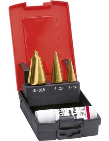 Jgo brocas cónicas para chapa HSS TiN 3-30,5mm