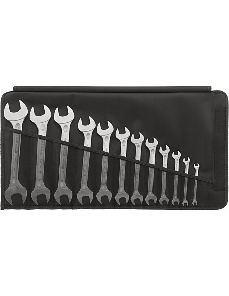 Juego de llaves fijas doble DIN 3110 6-32mm 12 piezas en bolsa enrollable Stahlwille
