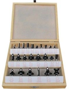 Juego de fresas HW 24pza.S8 en caja de madera FORTIS