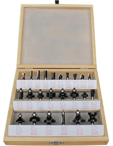 Juego de fresas HW 24pza.S8 en caja de madera FORTIS