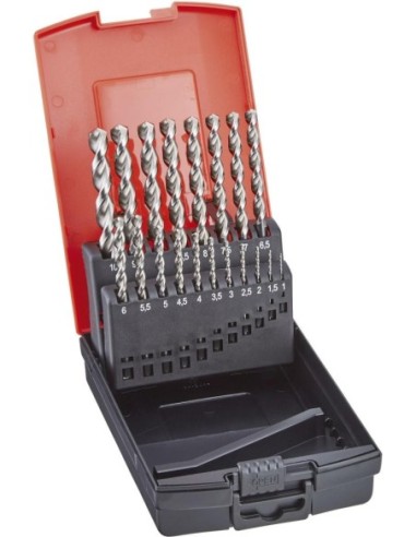 Jgo broca espiral DIN338 HSSE tipo TF 1,0-10,0mm 0,5mm aumento 19 pzas