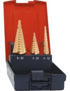 Jgo brocas escalonadas HSS TiN 4-12/12-20/20-30 mm