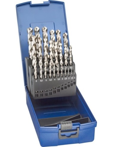 Jgo broca espiral DIN388 HSSE rectificada tipo N 1-13mm FORTIS