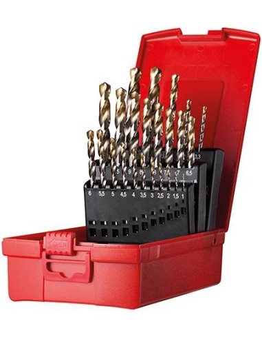 Jgo broca espir. 1-10,5mmx0,5 KL A002 en caja 118Gtipo N 4xD 24 pzas. PuntaTiN A095200 Dormer