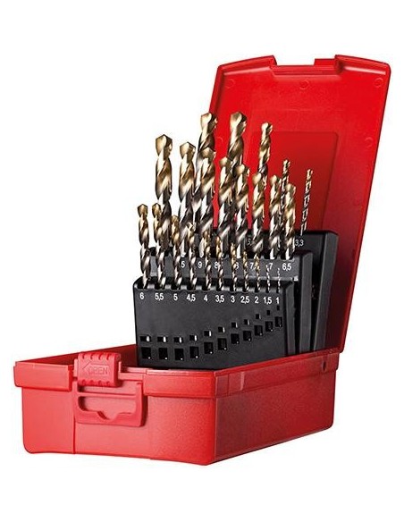 Jgo broca espir. 1-10,5mmx0,5 KL A002 en caja 118Gtipo N 4xD 24 pzas. PuntaTiN A095200 Dormer