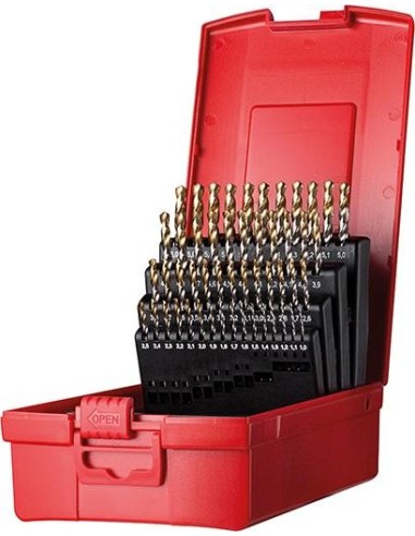 Jgo broca espir. 1-6mm x0,1 in A002 en caja 118Gtipo N 4xD 51 pzas Punta TiN A095202 Dormer