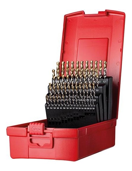 Jgo broca espir. 1-6mm x0,1 in A002 en caja 118Gtipo N 4xD 51 pzas Punta TiN A095202 Dormer