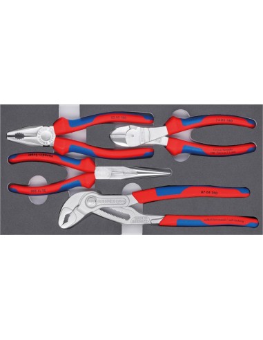 Jgo alicates Basic cromado c/ revestimiento interior espuma 4 pzas KNIPEX