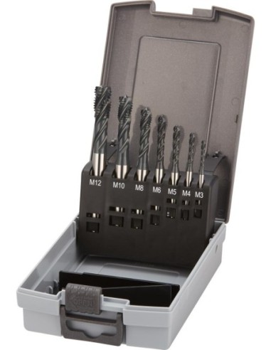 Machos roscar a máquina, juego HSSE vaporizada TiALN INOX 6HX M3-M12 FORTIS
