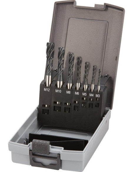 Machos roscar a máquina, juego HSSE vaporizada TiALN INOX 6HX M3-M12 FORTIS