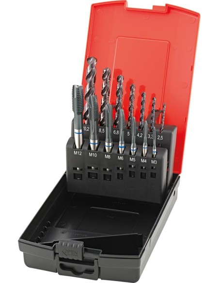 Jg mach rosc maq ag pasanM3-12 tipo INOX incl. brocas sacanúc. FORMAT GT