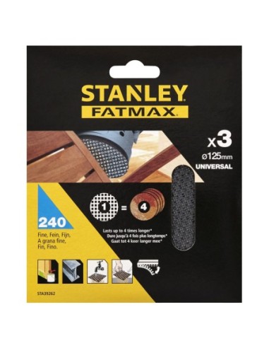 3 hojas de lija de malla 125mm para multilijadora, con velcro. Grano 240